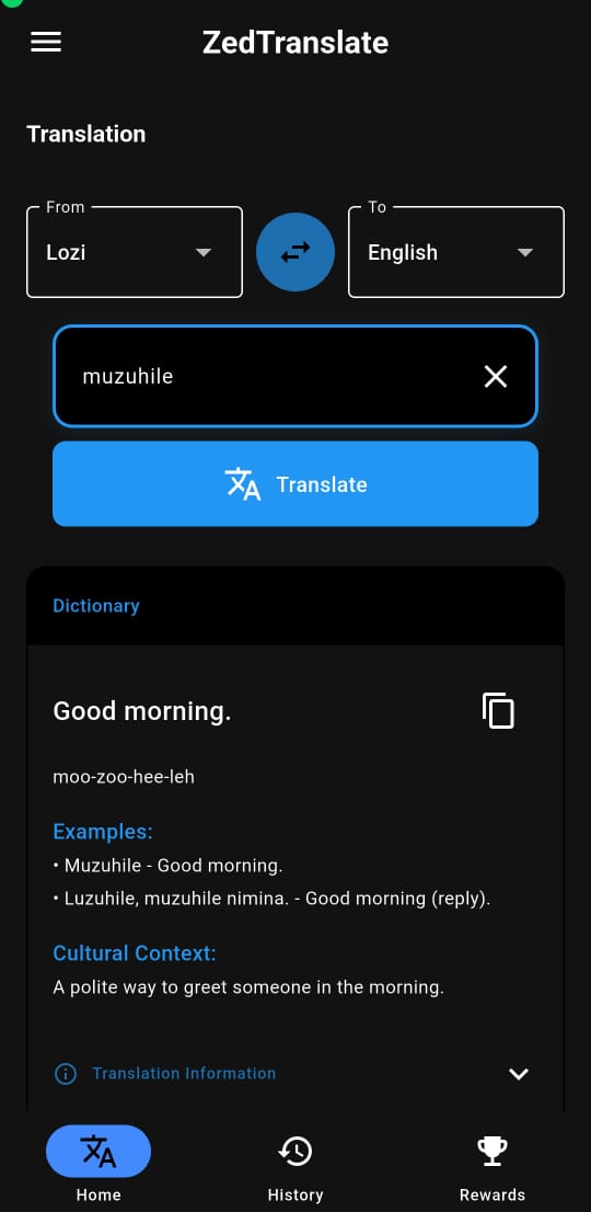 ZedTranslate App Mockup